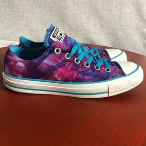 Converse All Star Chuck Taylor Womens 8 Low Top Tie Dye Purple Pink Blue Sneaker